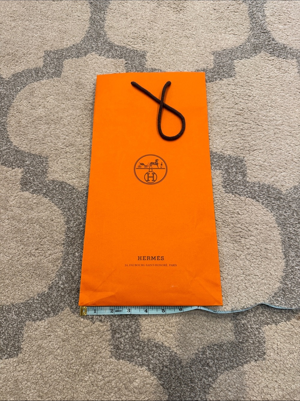 Authentic Hermes Shopping Gift Bag 8 x 17 x 4 Orange like new